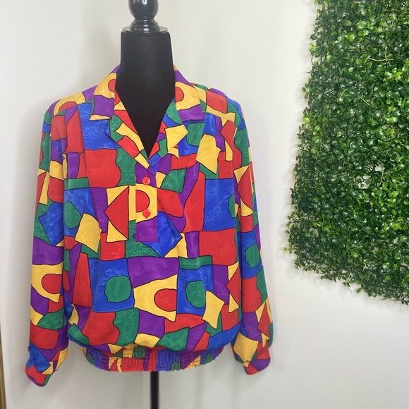 Funky 80s/90s Retro pullover blouse - Picture 3 of 3
